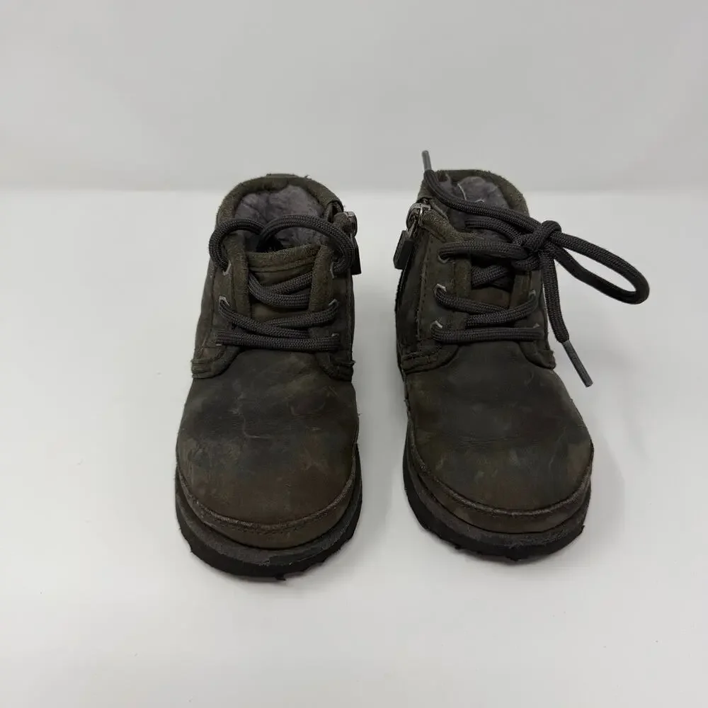 UGG Kids Waterproof Lace Up Boots Black Brown Size 7T